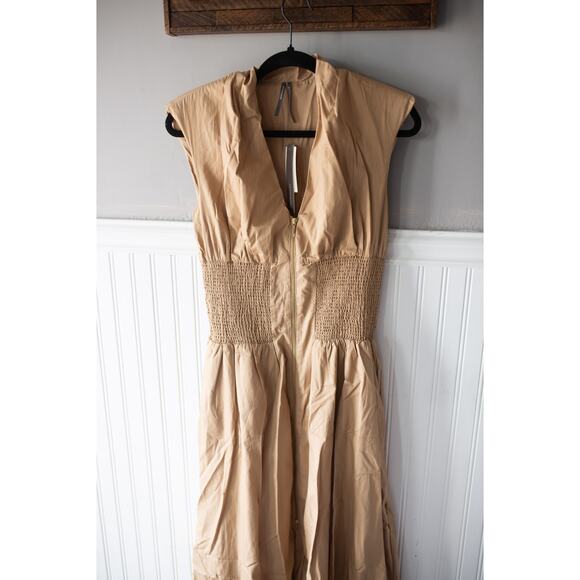 Anthropologie The Tommie Cap-Sleeve Smocked Front-Zip Shirt Dress XS - Picture 3 of 4